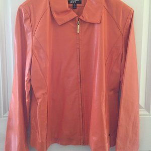 Rivet Genuine Leather Jacket/Orange/Zip Closure/Pockets/XL/NEW/NEVER WORN!